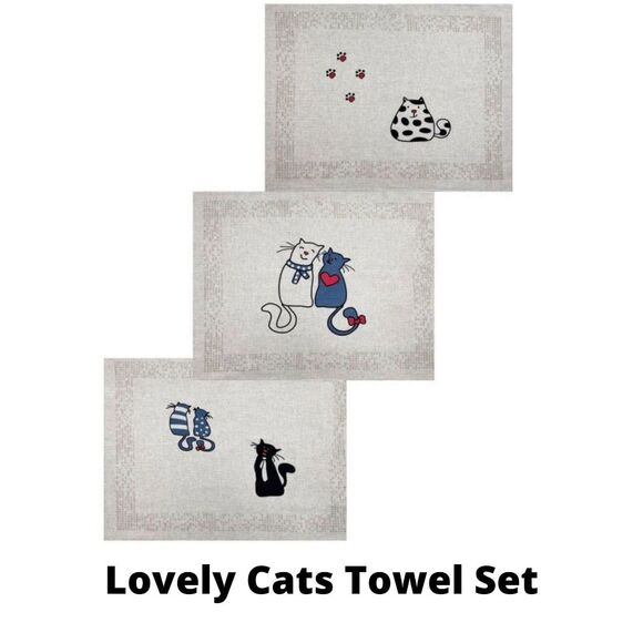 Best Kitchen Towels - Lovely Cats (23" x 18" each) Linen / Cotton Mix - Picture 4 of 10